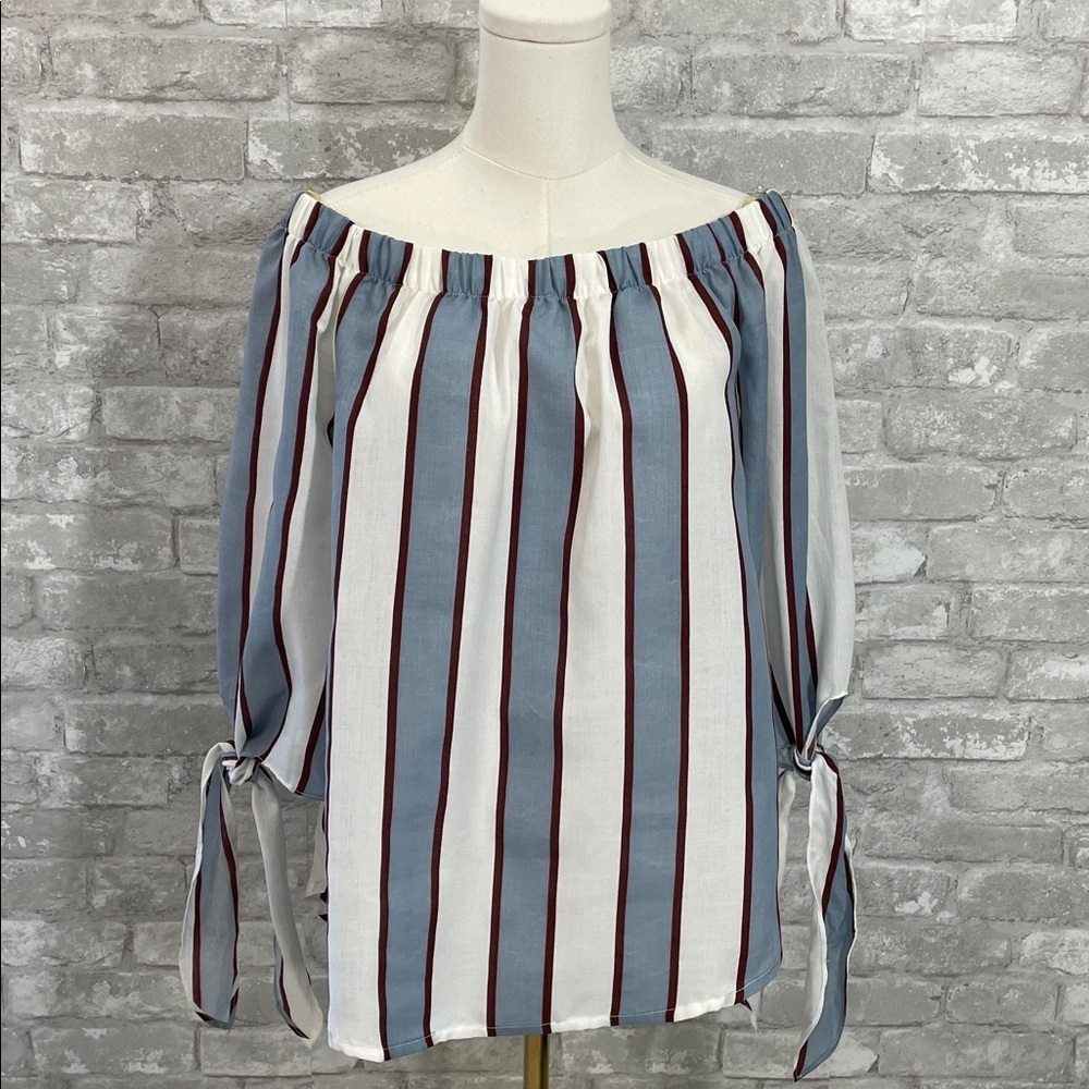Hayden Los Angeles Elegant Striped Off-Shoulder Blouse